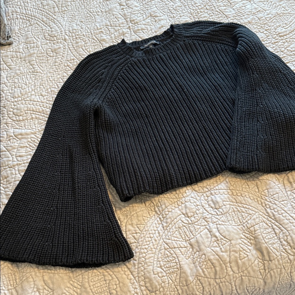 Olivaceous Black Bell Sleeve Sweater